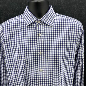 TM LEWIN Men's Gingham‎ Shirt Lewin 100 Slim Fit 16.5" Collar Jermyn Street